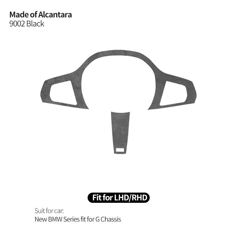 BBJS7 Made of Alcantara For New BMW Series Fit for G Chassis Car Steering Wheel Trim Styling Sticker 2 Pce Car Interior Accessories