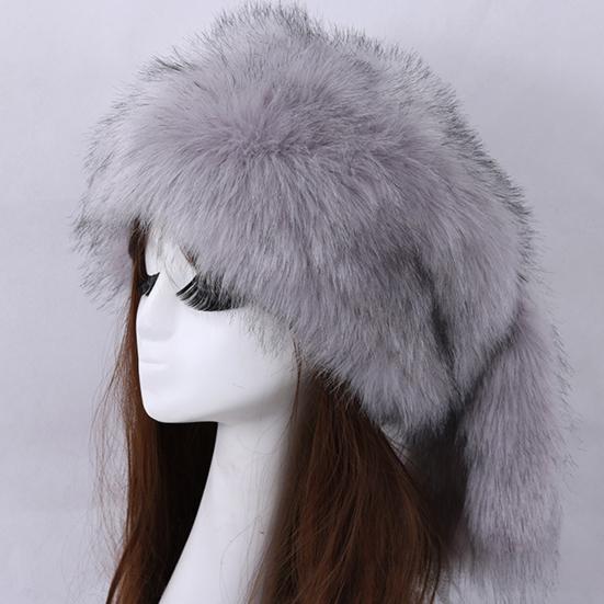 Winter Hat Ethnic Style Design Ear Protection Thickened Lining Faux Fur Ball Women Hat