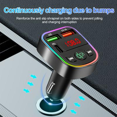 2024 Bluetooth 5.0 FM-передатчик для автомобиля FM/AUX Bluetooth автомобильный адаптер автомобильное зарядное устройство усиление басов 3 порта зарядное устройство Bluetooth адаптер