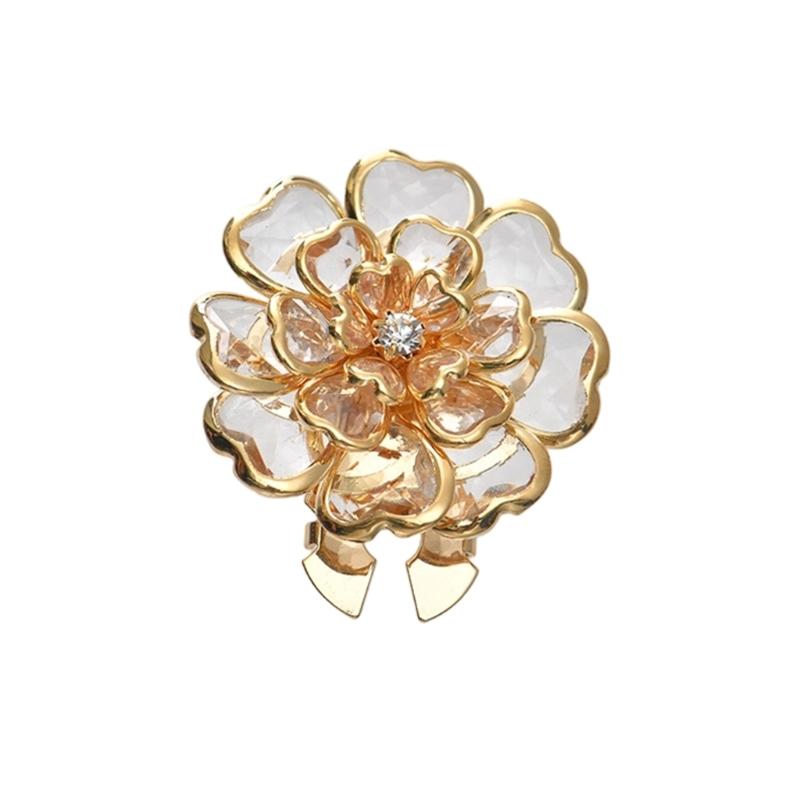 652F Decorative Shirt Button Covers Rhinestones Flower Cufflinks Clip For Shirt Jackets Dress Costume Uniform Decoration