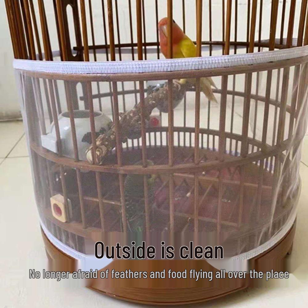 Parrot Birdcage Splash-Proof Mesh Cover: Anti-Feather, Anti-Food Scatter, Fits Square & Round Cages.