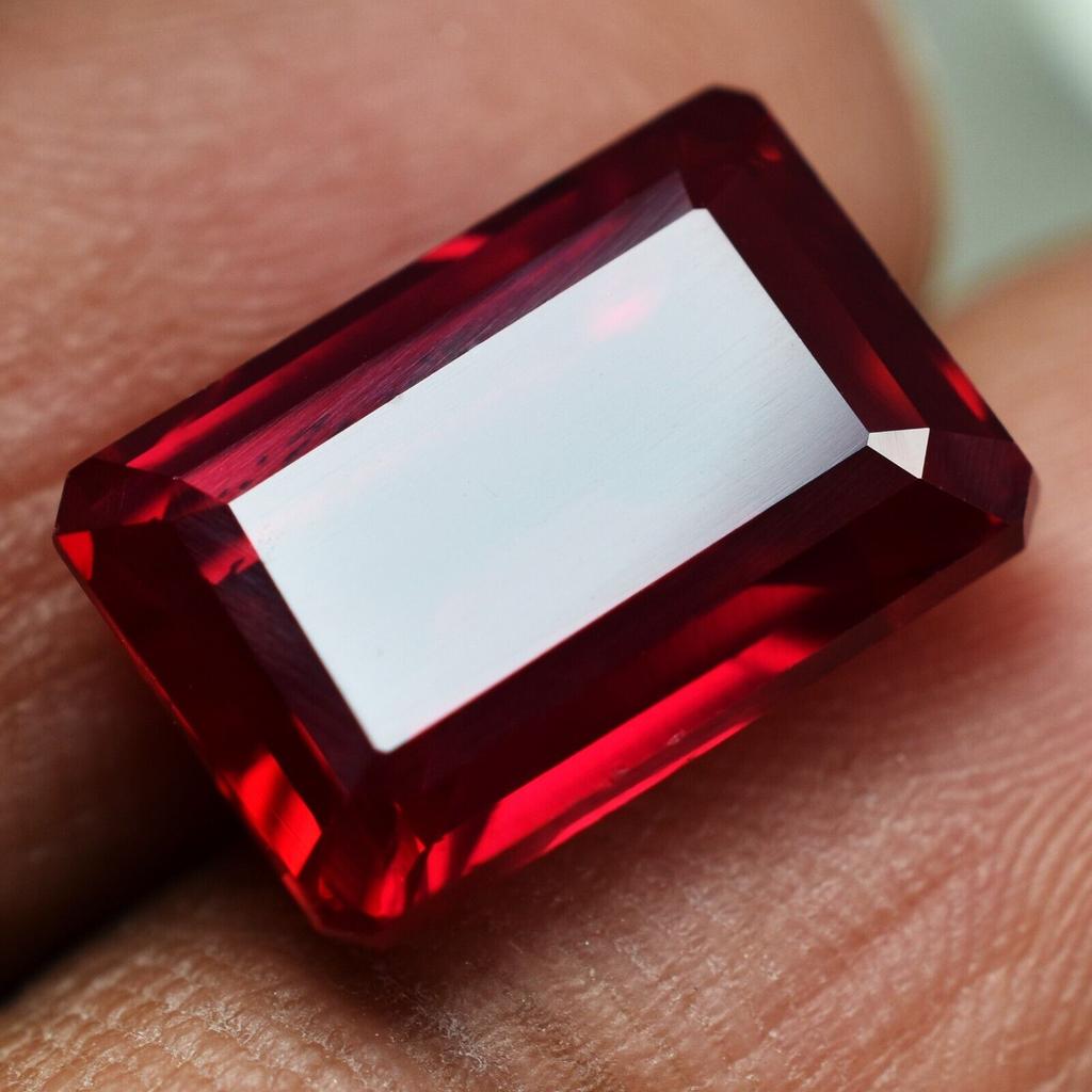 Natural Red Ruby Loose Gemstone Emerald Shape - 8.10 ct Bloody for Jewelry Making and Crafts