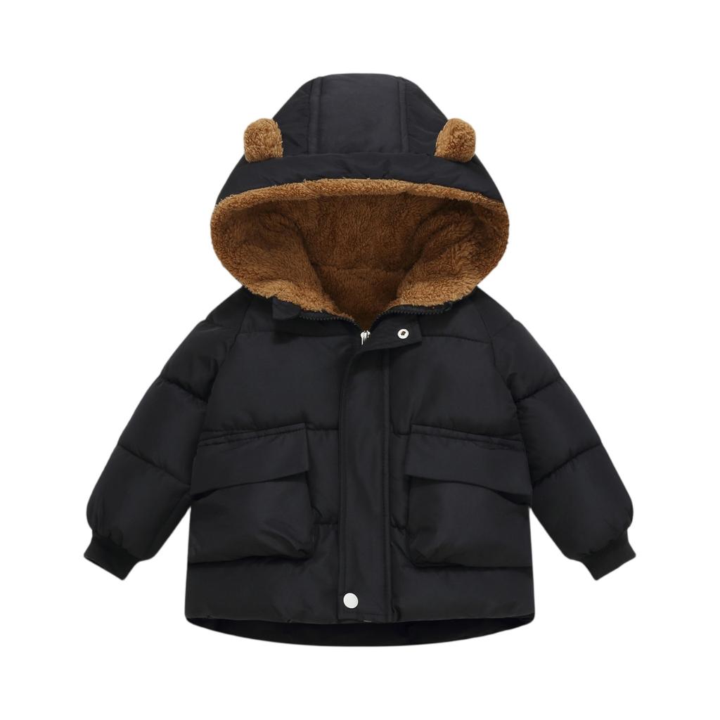 Children's Casual Solid Color Casual Hooded Thick Down Jacket For Boys And Girls