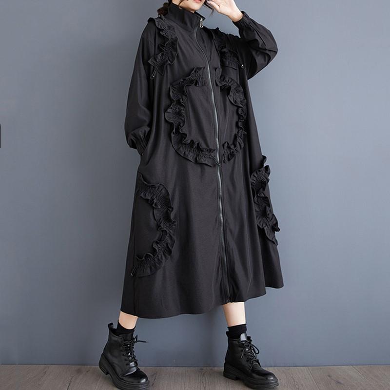 Long Sleeve Oversized Vintage Casual Loose Autumn Spring Trench Coat for Women Outerwear