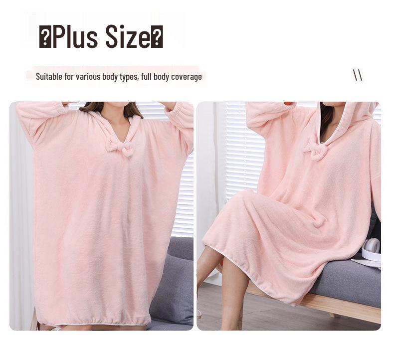 Женский быстросохнущий халат с капюшоном из кораллового флиса для спа, сауны и дома