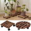 Wooden Plant Stand with Wheels 40 Kg Load Capacity Rolling Plant Caddy Multipurpose Flowerpot Stand with 360° Lockable Casters