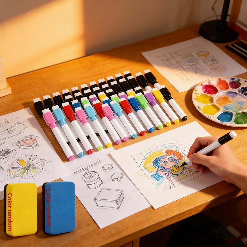 Xiaomi 5/101Pcs Pcs Black Dry Erase Markers with Eraser Cap White Board 8 Color Ink Mini Dry Erase Markers for Office School Supplies