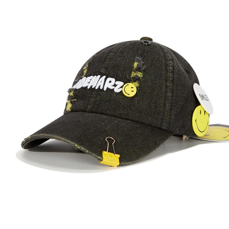 Smiley Pin Three-dimensional Boy Baseball Cap Women's Casual Versatile Face Small Peaked Cap Trendy Brand Hat