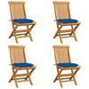 Day and Night - Day and Night Garden Chairs 4 Pcs Solid Teak Wood with Blue Cushions