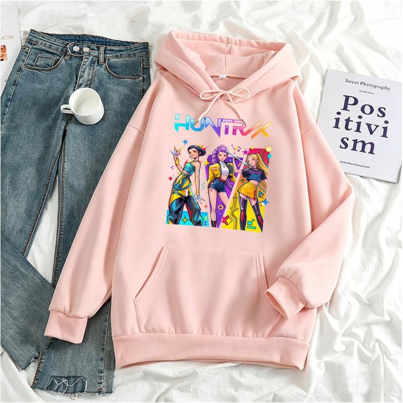 Оверсайз Худи KPop Охотники на Демонов Фанаты Уличная одежда Свободный крой Унисекс Толстовка