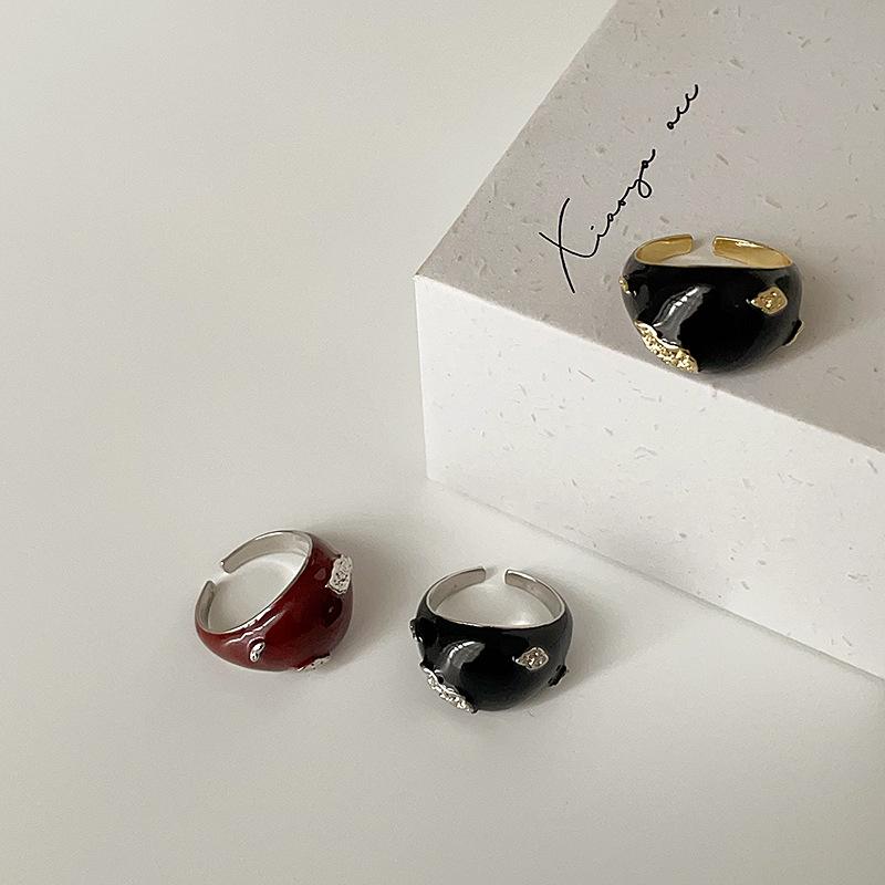 Дизайнерское эмалированное масляное капающее металлическое открывающееся кольцо Женское нишевое уникальное индивидуальное темпераментное модное кольцо с темпераментом