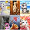 New DIY 5D Diamond Painting Cute Cat Diamond Embroidery Animal Scenery Cross Stitch Scenery Full Round Drill Home Decor