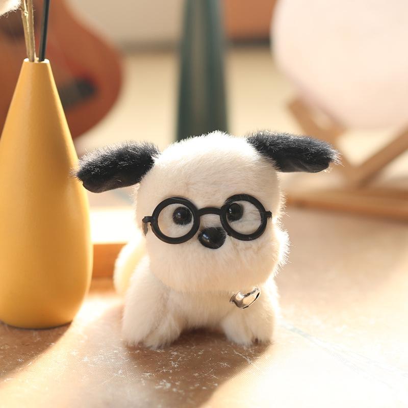Cute Cute Puppy Pendant Plush Toy Doll Glasses Puppy Bag Hanging Decoration Keychain Doll Doll