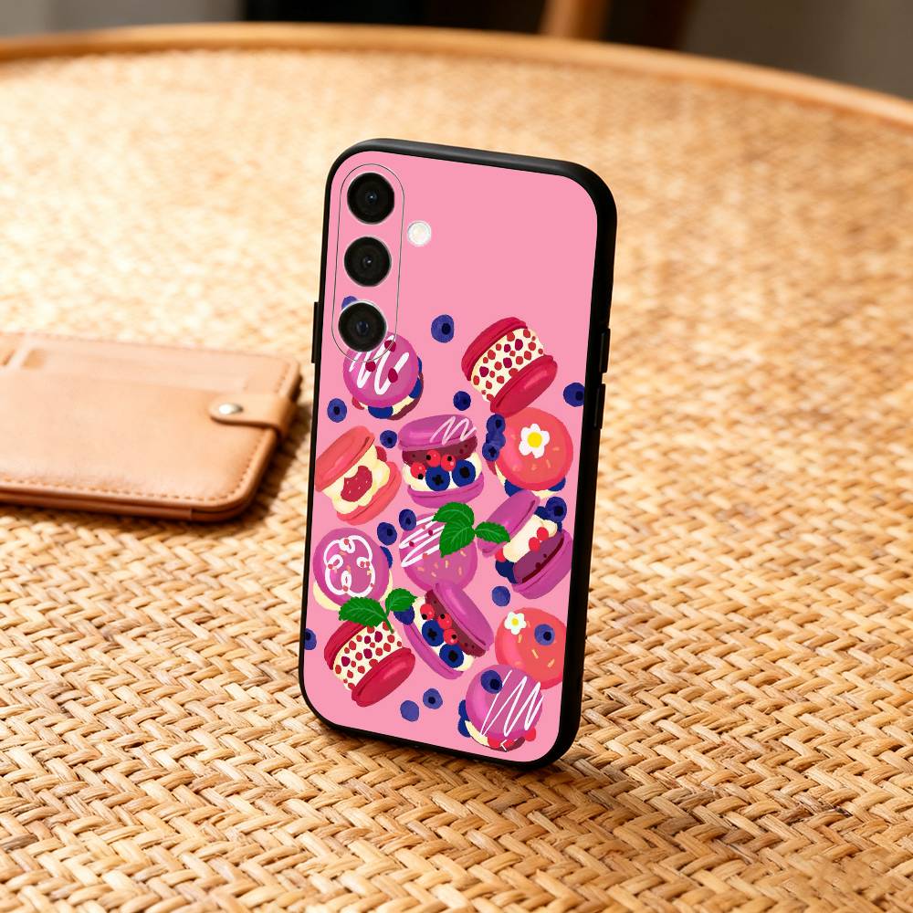 Вкусный Макарон Цветной Чехол Для Телефона Для Samsung A73,72,71,53,52,51,22,91,80, Мягкий Черный Чехол