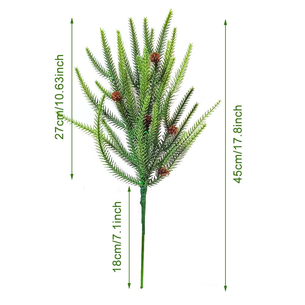 6Pcs Fake Pine Branches with Pine Cones Artificial Cedar Branches Plastic 45cm for Christmas Home Decoration
