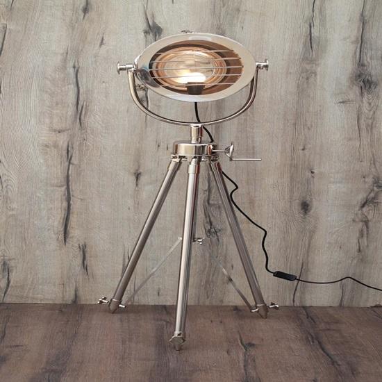 Industrial Tripod Floor Lamp  Chrome Spotlight Movie Studio Light Retro Adjustable Lamp