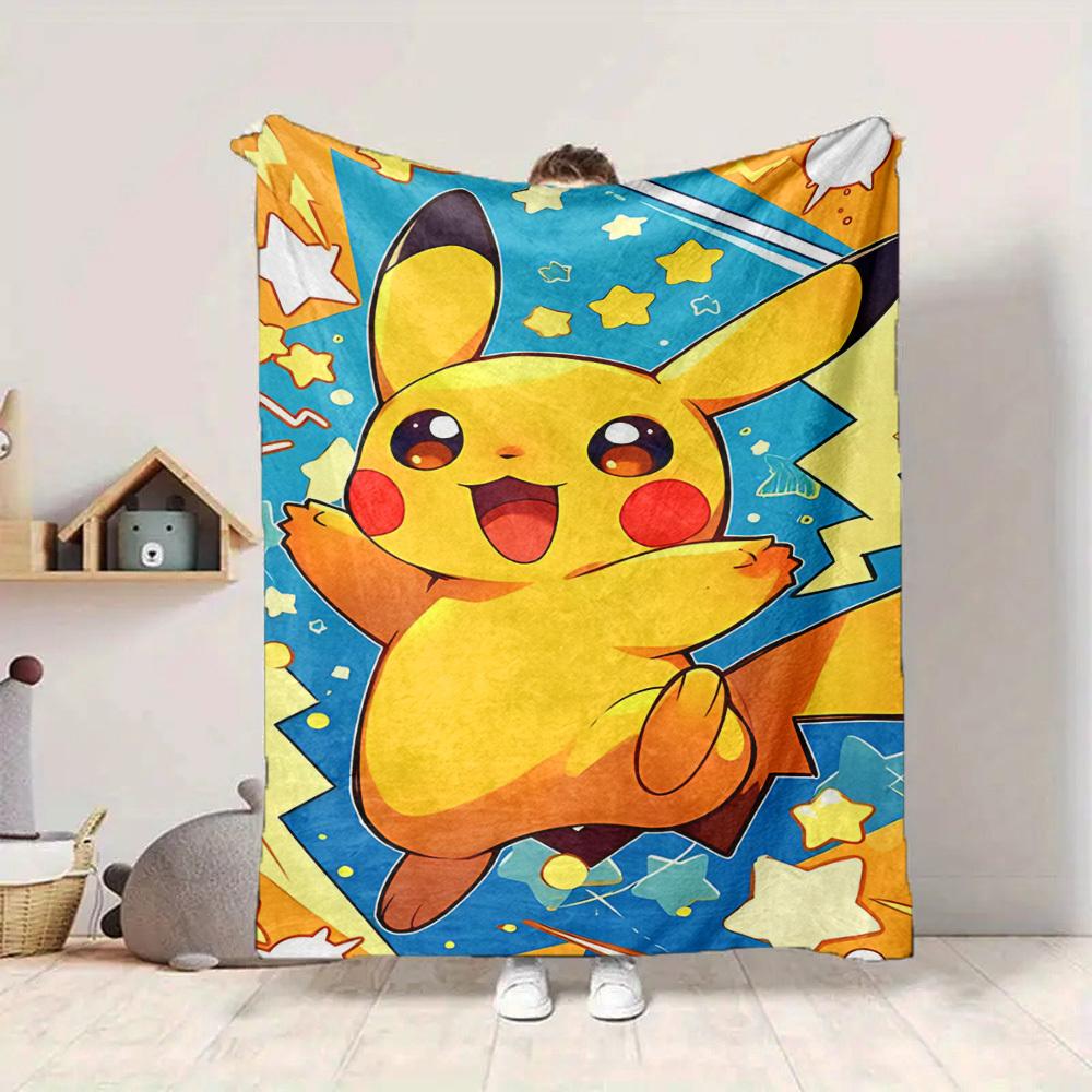 1pc Pikachu Star Flannel Blanket, Soft Skin Friendly with Digital Printing, Various Sizes Available for Family, Friends, Birthday