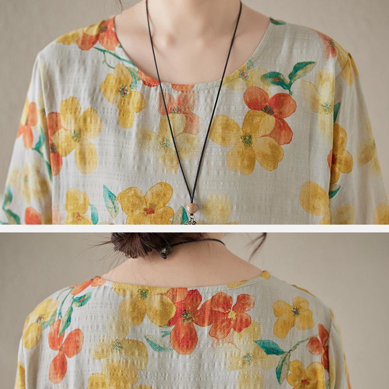 Хлопково-льняное свободное длинное платье, женское новое свободное тонкое льняное платье с длинными рукавами с литературным принтом в стиле ретро