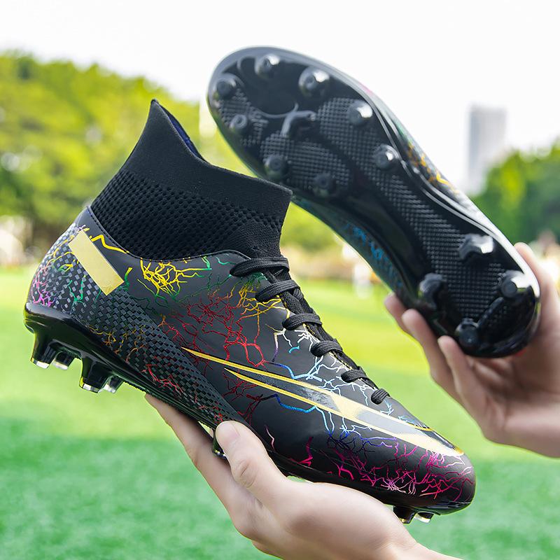 Football shoes popular high-top broken nails children adult professional training shoes large size 2024 sports shoes