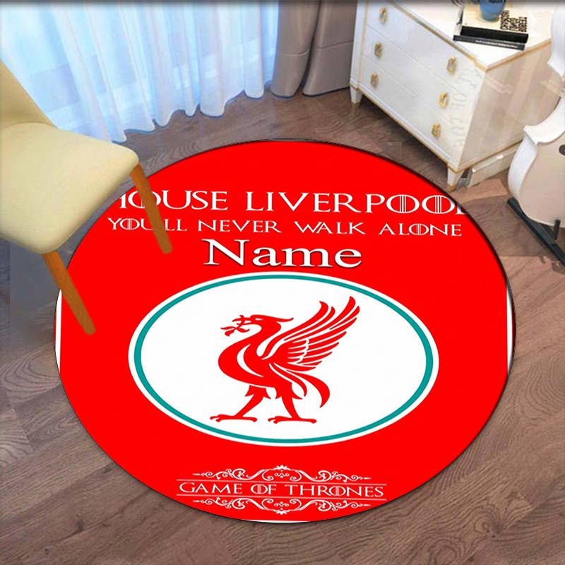 Custom Name Liverpool Football Club Printed Round Rug Carpet Chair Rug Area Rug Entryway Doormats,for Office Chair Living Room Bedroom Kitchen Room.