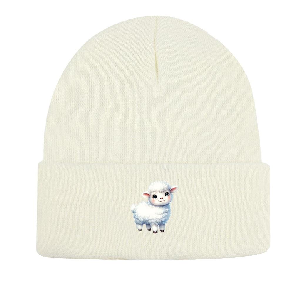 White Sheep Winter Knit Hat Beanie, Animal Man Cap Winter Slouchy Unisex Gorro Knitted Cap Beanie