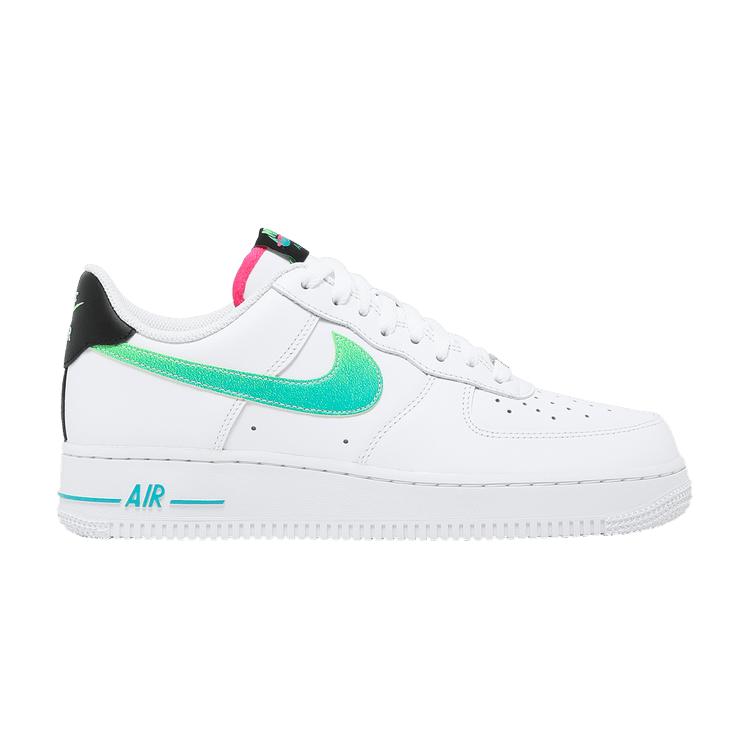 Nike Air Force 1 07 LV8 Белые аквамариновые мужские кроссовки Черные Green-Strike DJ5148-100