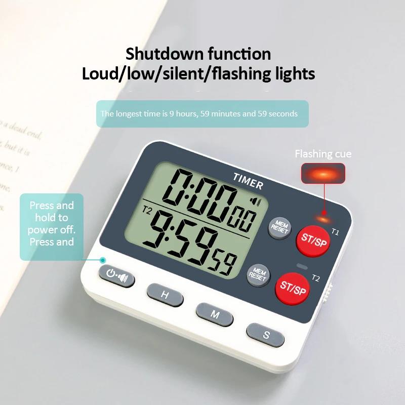 Digital Dual Kitchen Timer with Magnetic Back Memory Presets 2 Groups Countdown/Up Stopwatch Timer for Cooking Baking3