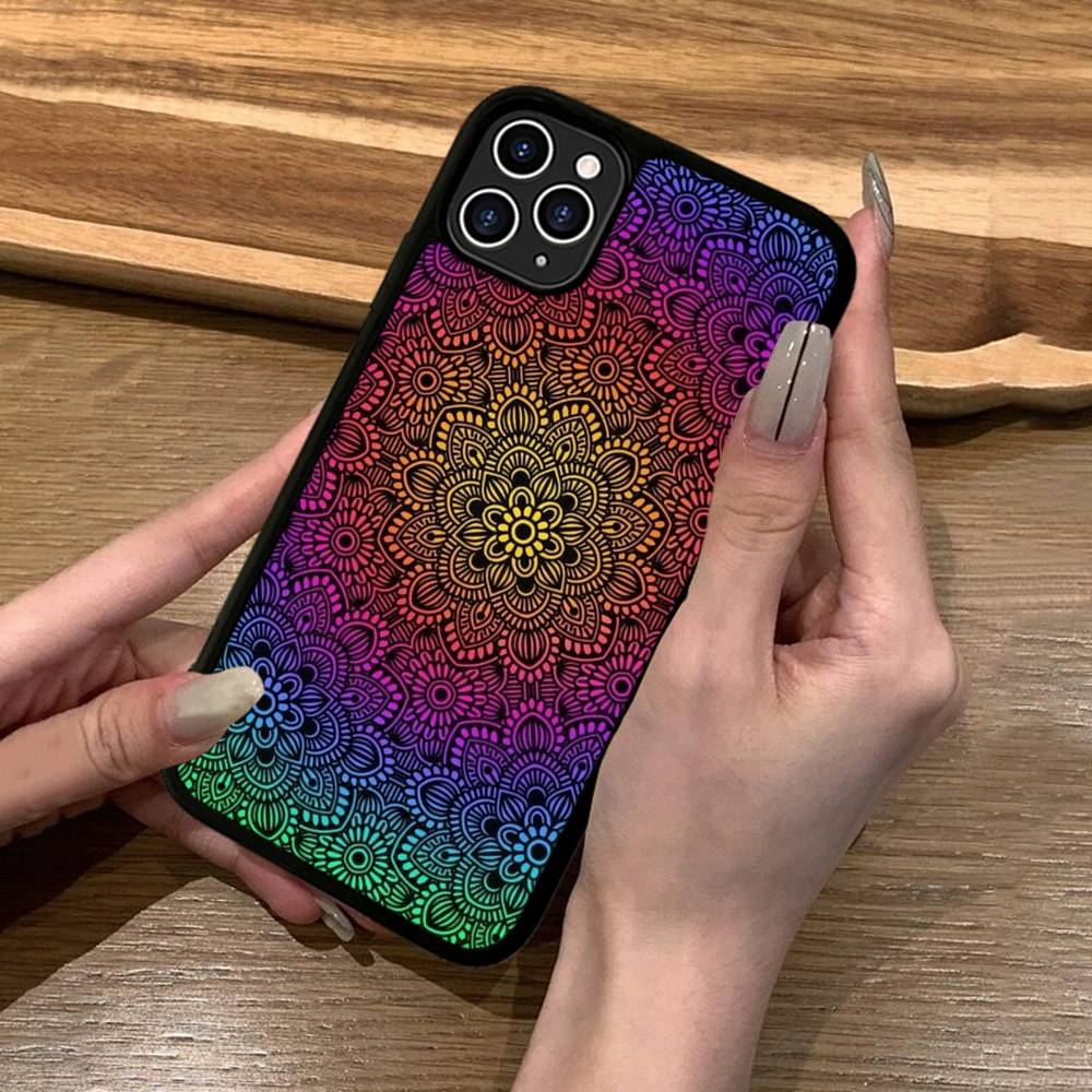 Роскошный чехол для телефона с рисунком мандалы Искусство Силикон PC+TPU Для Для IPhone 11 12 13 14 15 16 Plus Pro Max Чехол