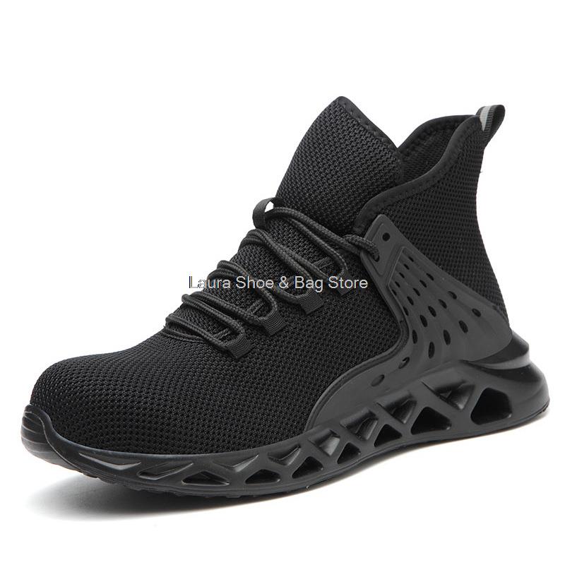 Модные высокие мужские защитные ботинки с сетчатым дышащим стальным носком, рабочие ботинки для мужчин, защитные ботинки с защитой от ударов и запаха