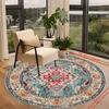 1Pcs  Boho Chic Pattern Round Area Rug Indoor Non-Slip Washable Fiber Carpet Soft Comfortable Mat For Bedroom Living Room
