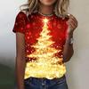 Summer Round Neck 3D Christmas Printed Top Fashionable Casual Short Sleeved Women's T-shirts