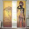 African Woman Plant Trees Art Sheer Curtains Living Room Window Tulle Curtains For Bedroom Kitchen Home Decoration Voile Drapes