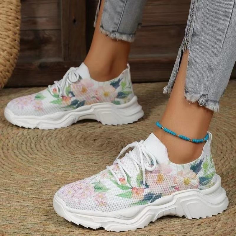 2024 Fashion Women's Sports Shoes Advanced Design Printed Breathable Lightweight Running Shoes Tennis Shoes Sports Casual Summer
