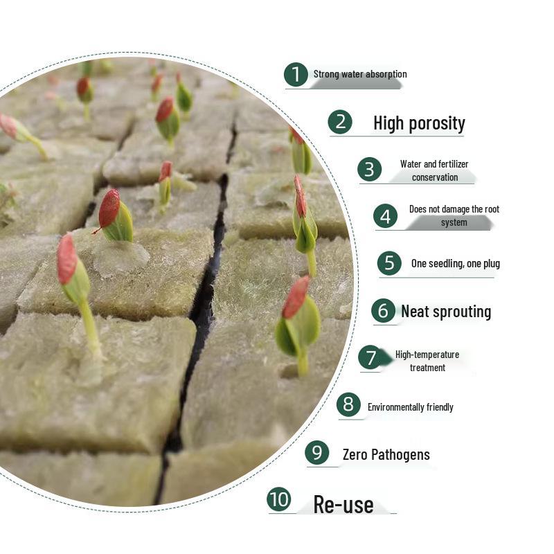 Large Rock Wool Seedling Blocks for Soilless Cultivation, 7.8 pH, 50x50x40 Size