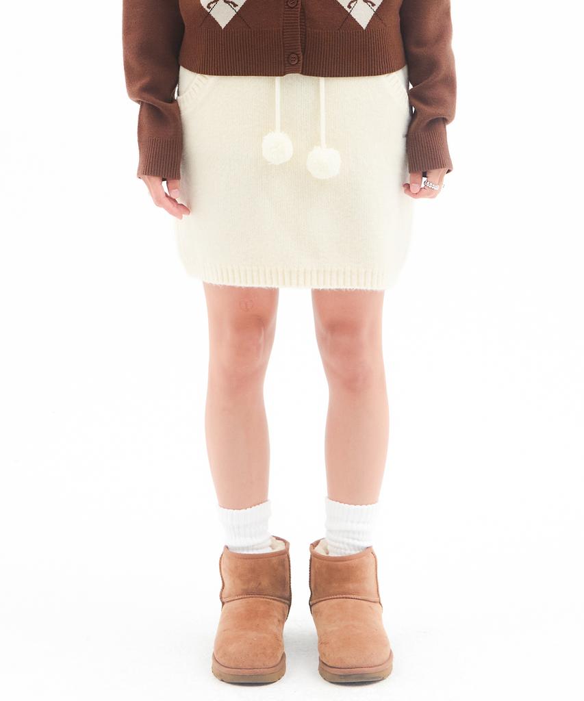 Ames Worldwide Knit Mini Skirt Cream