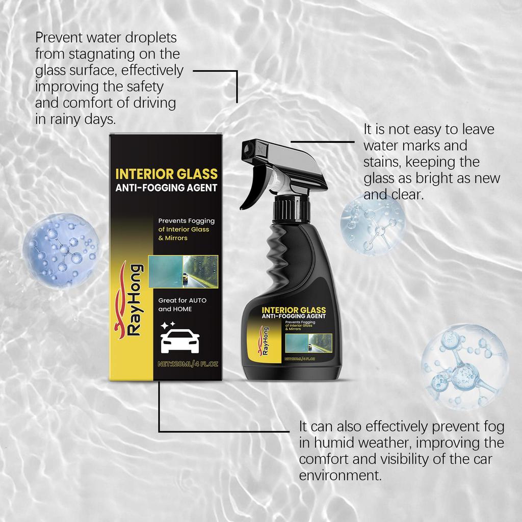 RAYHONG Car Anti-Fog Spray 120ml Highly Effective Anti-fog and Water-repellent Formula Clear Visibility for Worry-free Driving
