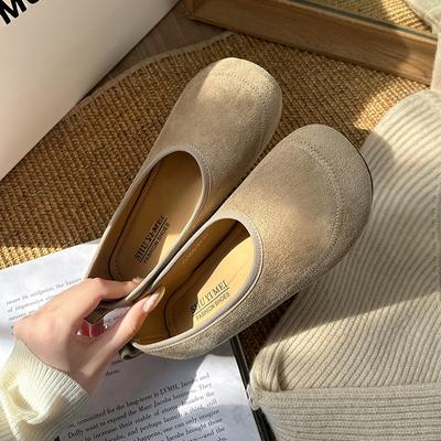 Французская ретро-мода туфли Мэри Джейн женские 2025 новые ленивые с одной педалью с мелким вырезом на мягкой подошве для通勤 обувь Doudou