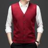 Men Autumn Sleeveless Single Breasted Pullover Vests Knitted Work Sweater