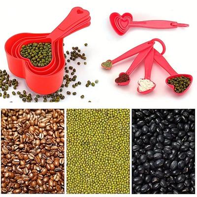 Набор из 4 мерных стаканов и ложек, маленький кухонный инструмент в форме сердца для выпечки, ложка для выпечки, мерный стаканчик