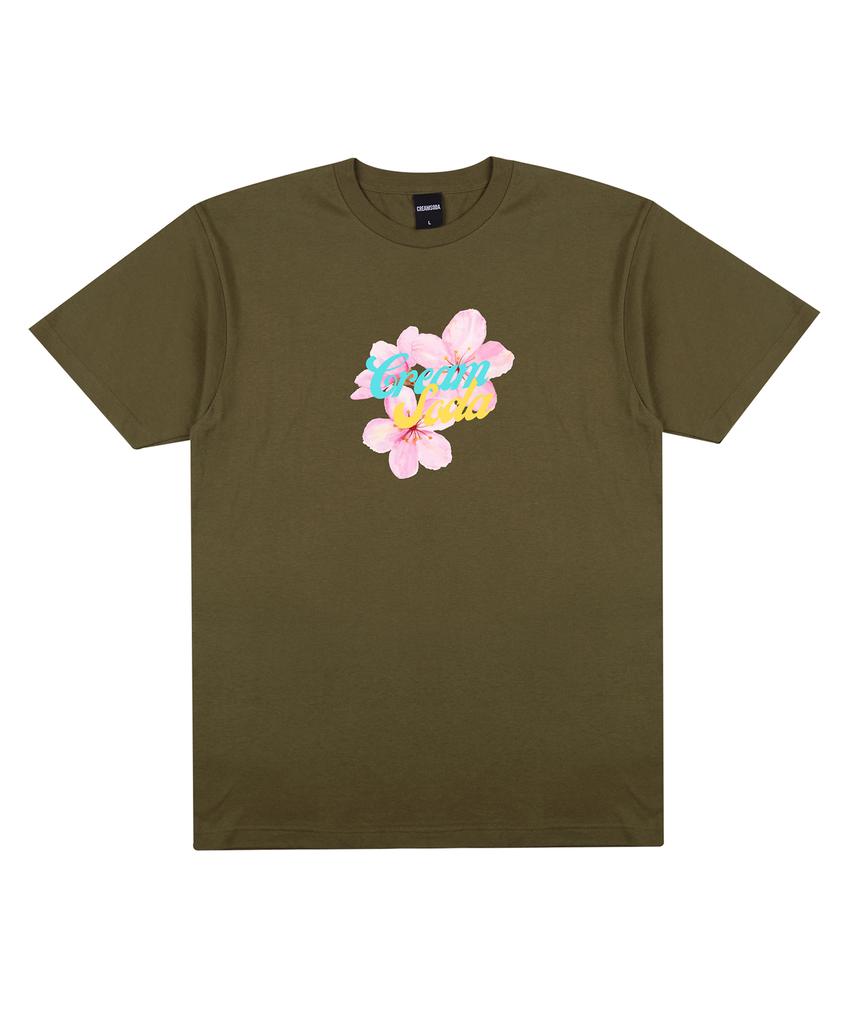 CREAM SODA LAB Lab Flower Cream Short Sleeve T-Shirt Olive