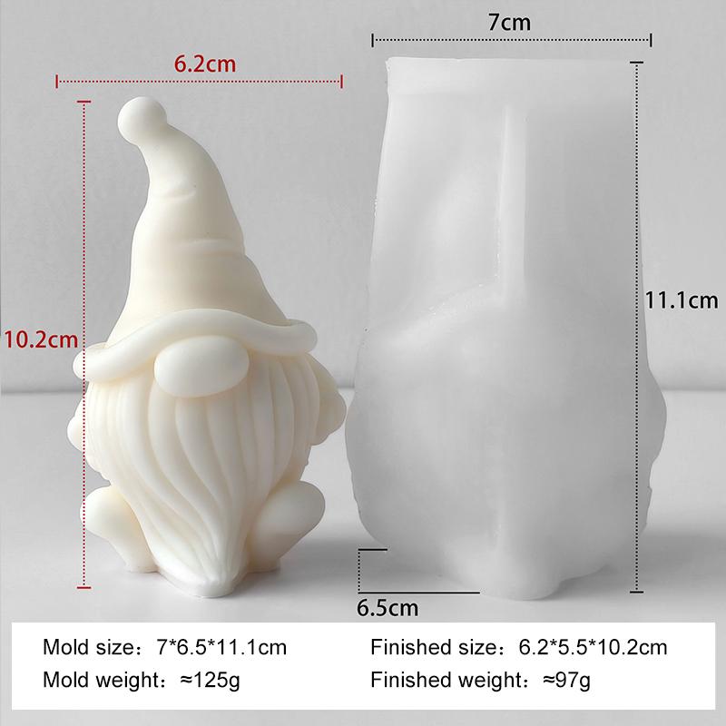 Christmas Candle Silicone Mold DIY Dwarf Santa Claus Aroma Plaster Resin Mould Bearded Old Man Christmas Candle Making Supplies
