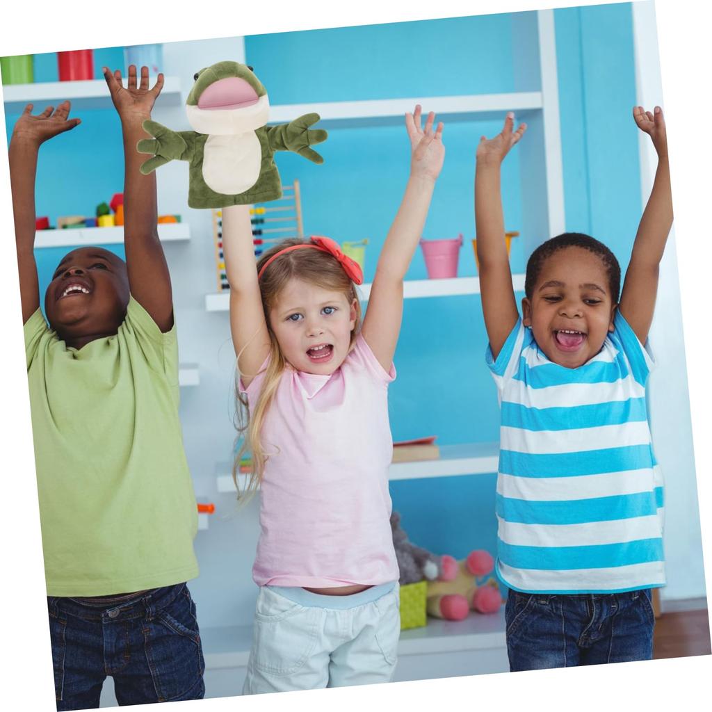 TOYANDONA Frog Hand Puppet, Plush Toy with Moving Mouth, Cute Ventriloquism Puppet for Parents and Children