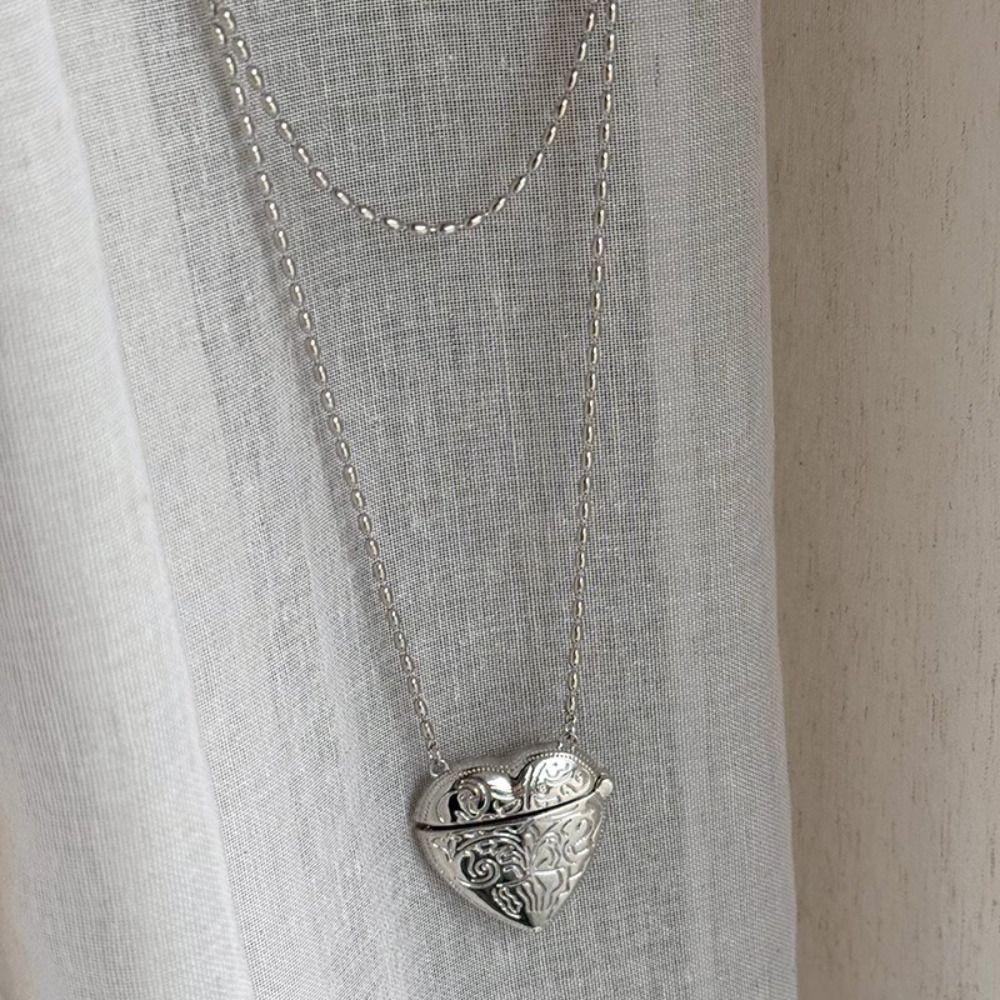 Photo Pendant Heart Locket Necklace Zinc Zinc Alloy Metal Photo Box Pendant Sweater Chain