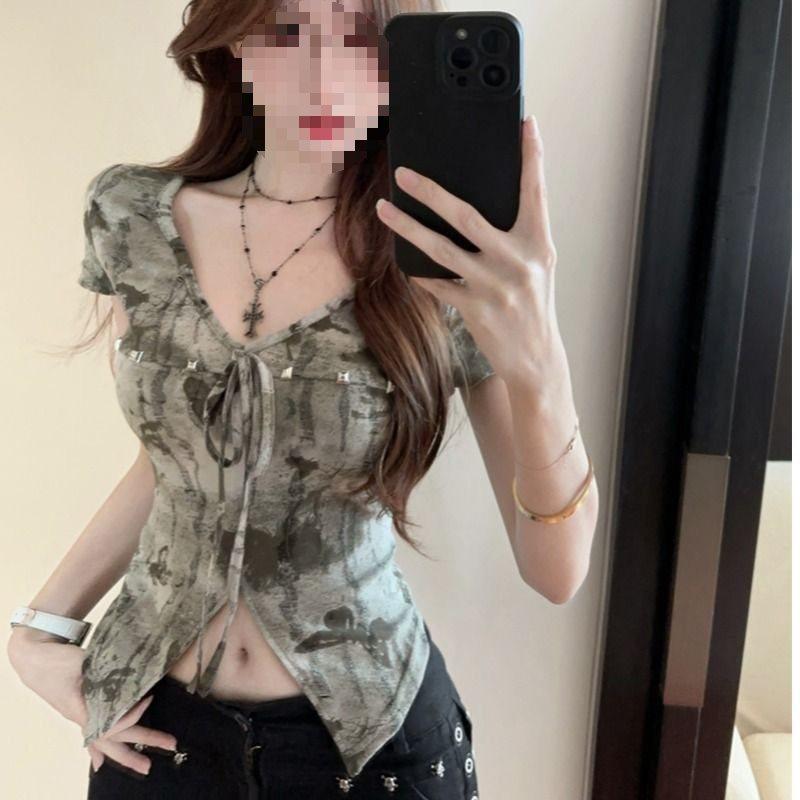 Oversized V Neck Sleeveless T Shirt With Tie Details For Summer Casual Wear