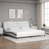 VidaXL Lit avec matelas blanc et noir 200x200 cm similicuir 3208751