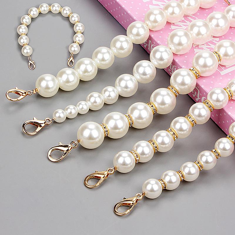 Classic Short Pearl Bag Beaded Handle Chain For Women Girls Bags Tote Bag Handle Replacement Pearl Chain Bag Accessories