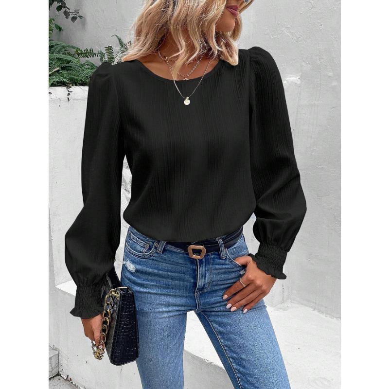 Осенняя простая однотонная рубашка с длинным рукавом, женская одежда