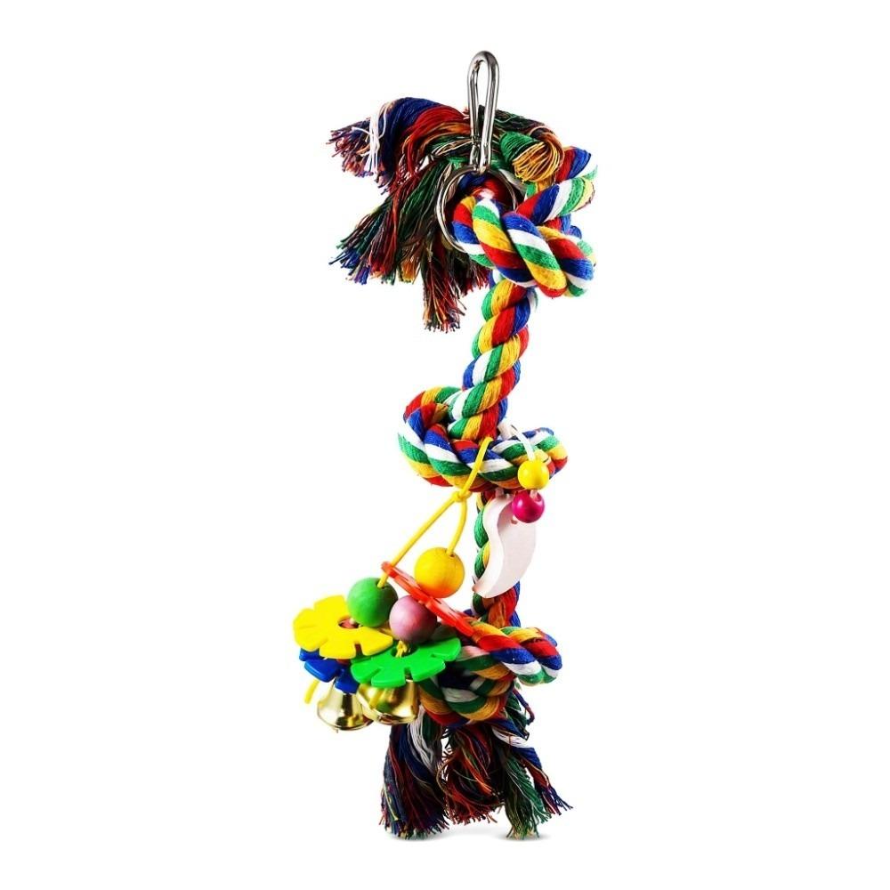 Colorful Cotton Rope Bird Hanging Toy Bite Resistant Cotton Rope Bird Toy For Small Parrots