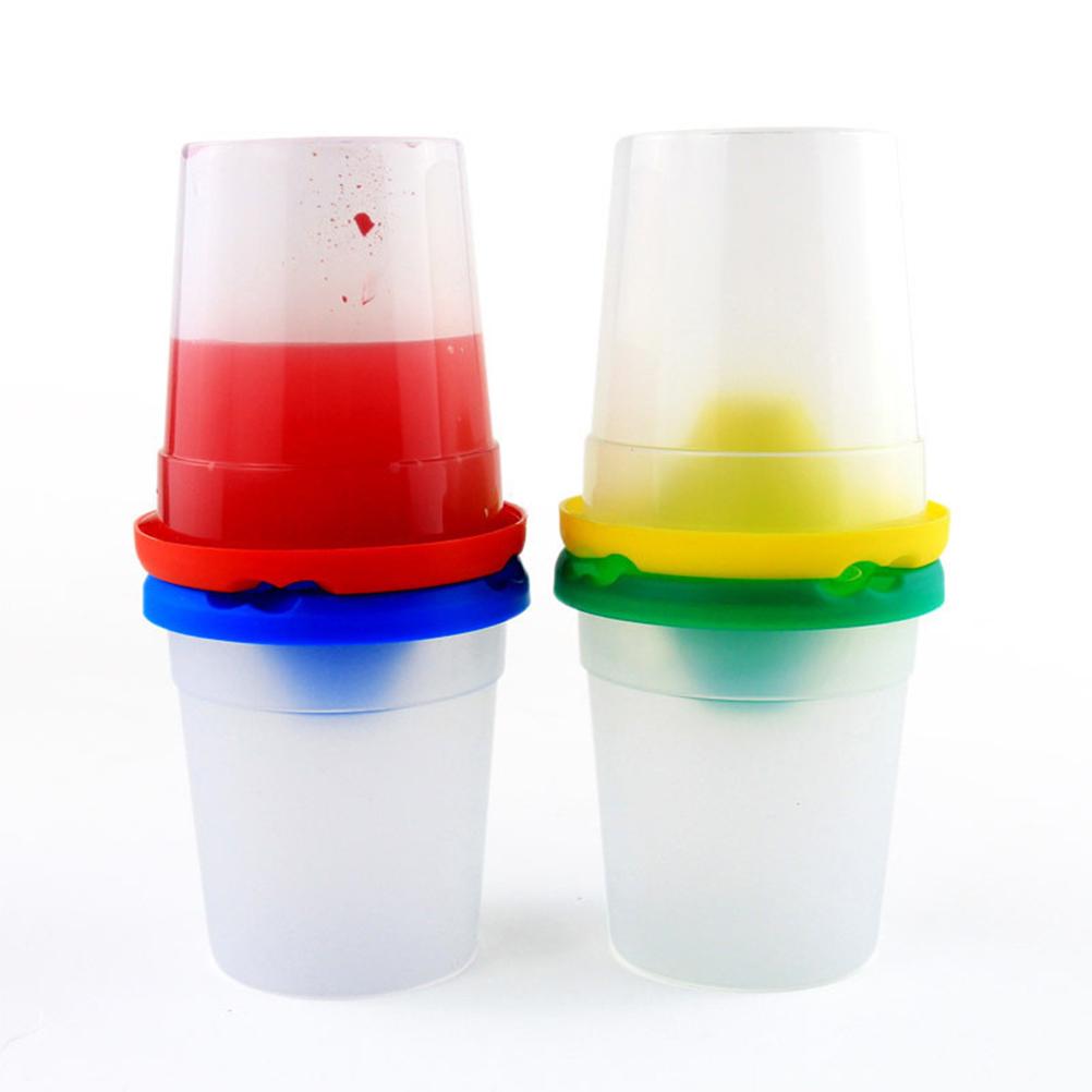 4 шт. Кисти для рисования и 4 шт. Стаканчики для краски с крышками, не допускающие проливания, для начинающих детей