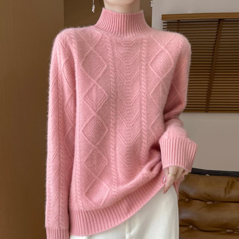 Women Sweater 100% Wool MODERN NEW SAGA Turtleneck Knit Pullover Thick Winter Jumpers Female Knit Tops